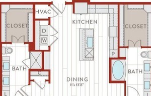 Aura Bluffview Apartments B21 Alt 2 Floor Plan Aura Bluffview Apartments B21 Alt 2 Floor Plan